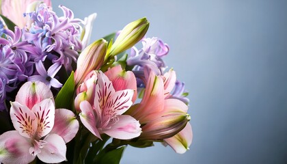 Obraz premium spring sweet hyacinth alstroemeria bouquet