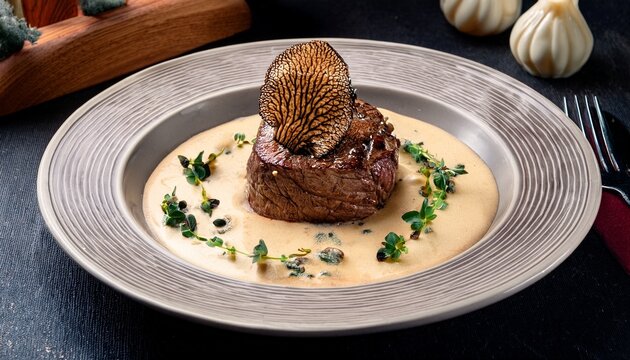 tender beef medallion served with morel mushrooms and creamy sauce