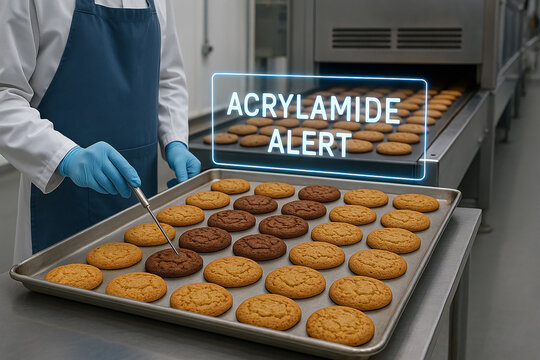 HACCP Verification for Acrylamide Risk in Food Toxicology, In-line alert for excessive thermal processing of wheat cookies on an industrial line