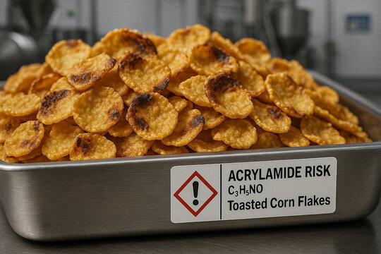 A Technical Analysis of Acrylamide Risk in Food Toxicology for a Batch of Toasted Corn Flakes showing a Process Deviation with Non-Conforming Over-Toasted Product and a Hazard Alert