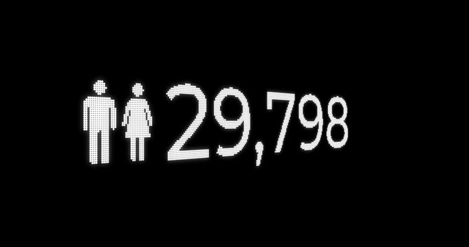 User count increases from 0 to 1,000,000 with a man and woman icon counting people on web platforms on a black background