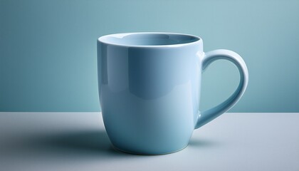 Obraz premium a pale blue mug sits on a plain background