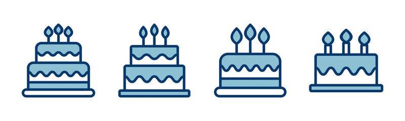 Cake icon vector isolated on white background. Cake vector. Birthday cake icon
