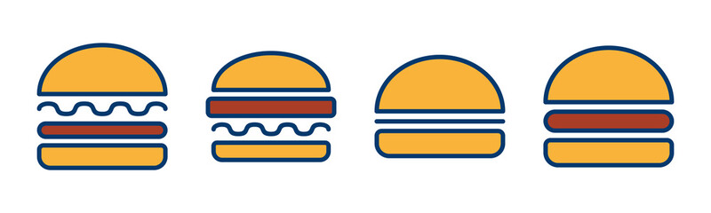 Hamburger icon vector isolated on white background. Burger and hamburger icon. Fast food vector icon