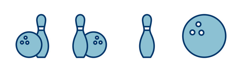 Bowling game Pin Icon vector isolated on white background. Bowling icon, ball and pin