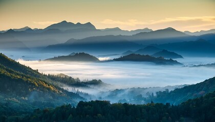 morning fog mountain range