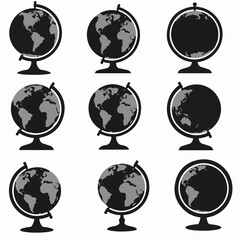 World globes with continents geography study material