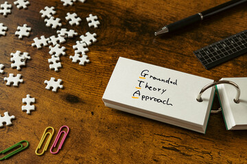 There is word card with the word Grounded Theory Approach. It is as an eye-catching image.