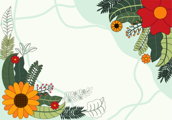 Beautiful hand drawn Tropical Leaves Frame