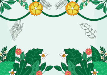 Flat floral Tropical Line Art Background