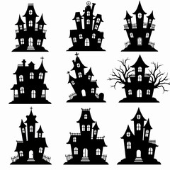 Haunted houses spooky spooky silhouette haunted