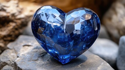 Brilliant Sapphire: Heart-Shaped Jewel on a Bed of Stones Symbolizing Love