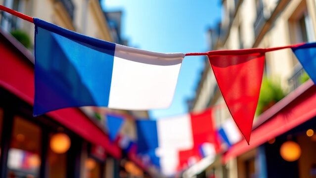 Bastille day french flags celebrate in paris