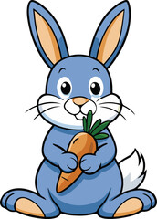 Cartoon Rabbit eating carrot vector art