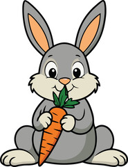 Cartoon Rabbit eating carrot vector art