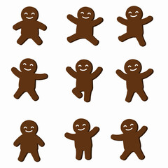 Gingerbread man cookie characters for holiday season