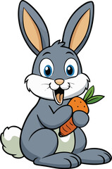 Cartoon Rabbit eating carrot vector art