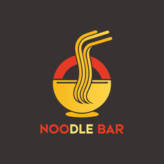 Obraz premium Minimalist noodle bar logo design with elegant single noodle loop icon, modern food branding, Asian restaurant emblem, clean line art, simple culinary vector illustration