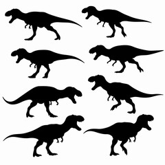 Dinosaur silhouettes, prehistoric creatures, jurassic era, danger