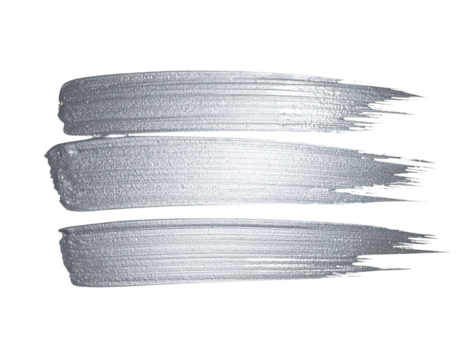 Realistic Silver Metallic Brush Stroke – High-Res Transparent Background PNG