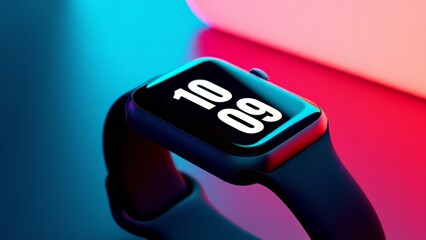 Obraz premium Futuristic smartwatch displaying holiday deals