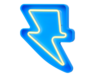 Isolated Neon Lightning Bolt – Transparent Background PNG Clipart with Glow Effect
