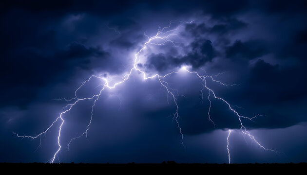Stormy sky filled with web-like lightning veins.