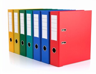 row of folders mockup on white background