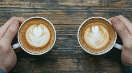 Two professionals discussing management strategies and business solutions while enjoying coffee in a casual shared workspace environment
