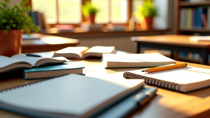 Obraz premium Back to school study books and notebooks