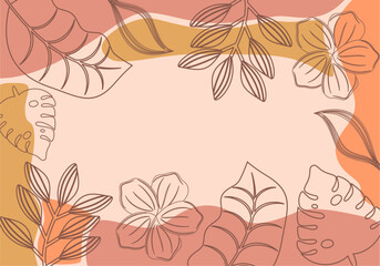 Flat And Cute Tropical Line Art Background