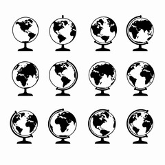 World globe earth collection study geography knowledge