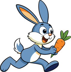 cute cartoon rabbit running with carrot vector art