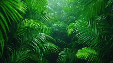 Lush verdant African rainforest scene with diverse tropical flora foliage and dense greenery  Vibrant primeval landscape with a sense of mystery and untamed wilderness