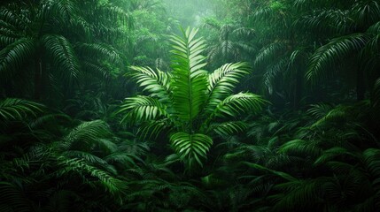 Lush and Vibrant African Rainforest Scene with Diverse Flora and Verdant Vegetation  Mysterious and Serene Tropical Landscape with Abundant Greenery and Untamed Natural Beauty