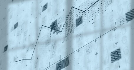 Projecting data visualization on office blinds with segments, blocks, characters and grid markers