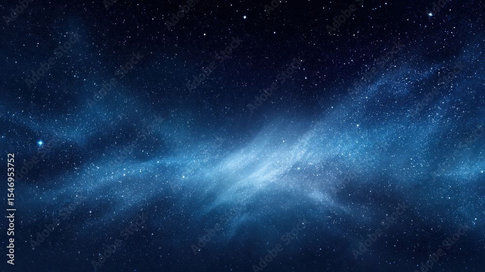 Aufkleber starry night sky with glowing blue nebula and scattered bright stars creating serene cosmic atmosphe
