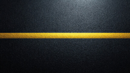 Yellow line on dark asphalt road surface texture with clean and smooth finish at night