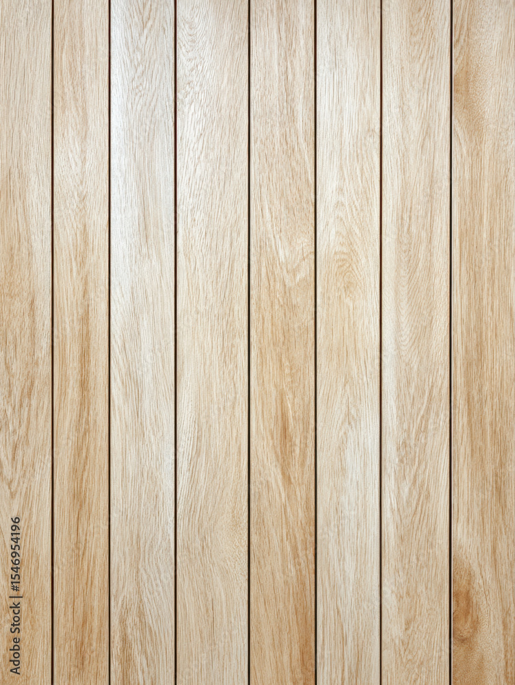 Aufkleber Light wood floor with natural grain texture in vertical planks, creating clean and warm background with soft beige tones and subtle patterns