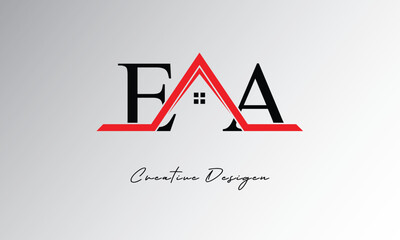 EA Letter House Logo – Creative Real Estate Monogram Design with Roof Shape & Home Symbol for Architecture, Property & Modern Branding Identity