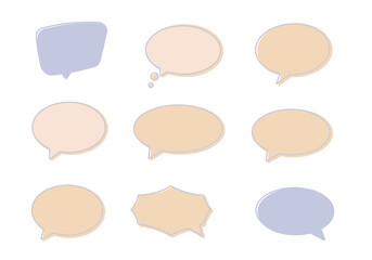 Nine outlined speech bubbles in a grid pattern colored beige and blue