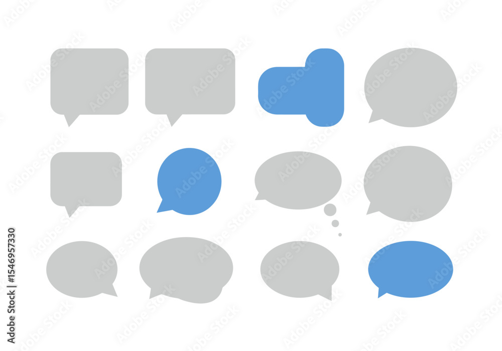 Poster the image displays twelve speech bubble icons in grey and blue arranged in a rectangular grid patter
