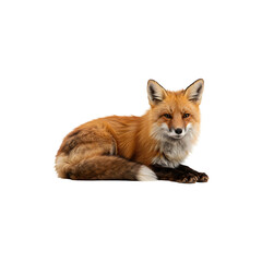 Obraz premium A relaxed fox lying down with its fluffy tail curled around its body