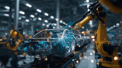 Advanced robotic automation powers car manufacturing in a modern assembly facility with precision and efficiency
