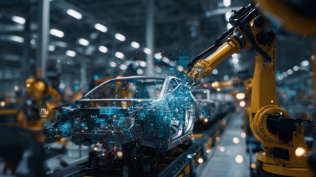Advanced robotic automation powers car manufacturing in a modern assembly facility with precision and efficiency