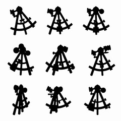 Navigation tools black silhouette pattern
