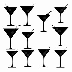 Martini Glasses with Cherries Seamless Pattern