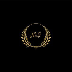 NG beautiful feminine and elegant wedding monogram initial logo with circle floral gold
