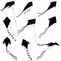 Kites collection silhouette summer fun
