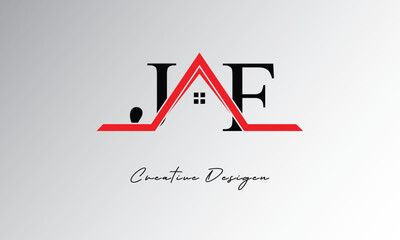 JF Letter House Logo – Creative Real Estate Monogram Design with Roof Shape & Home Symbol for Architecture, Property & Modern Branding Identity